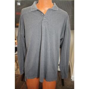 Vintage Woolrich Long Sleeve Polo Shirt — Gray (Men’s Large)